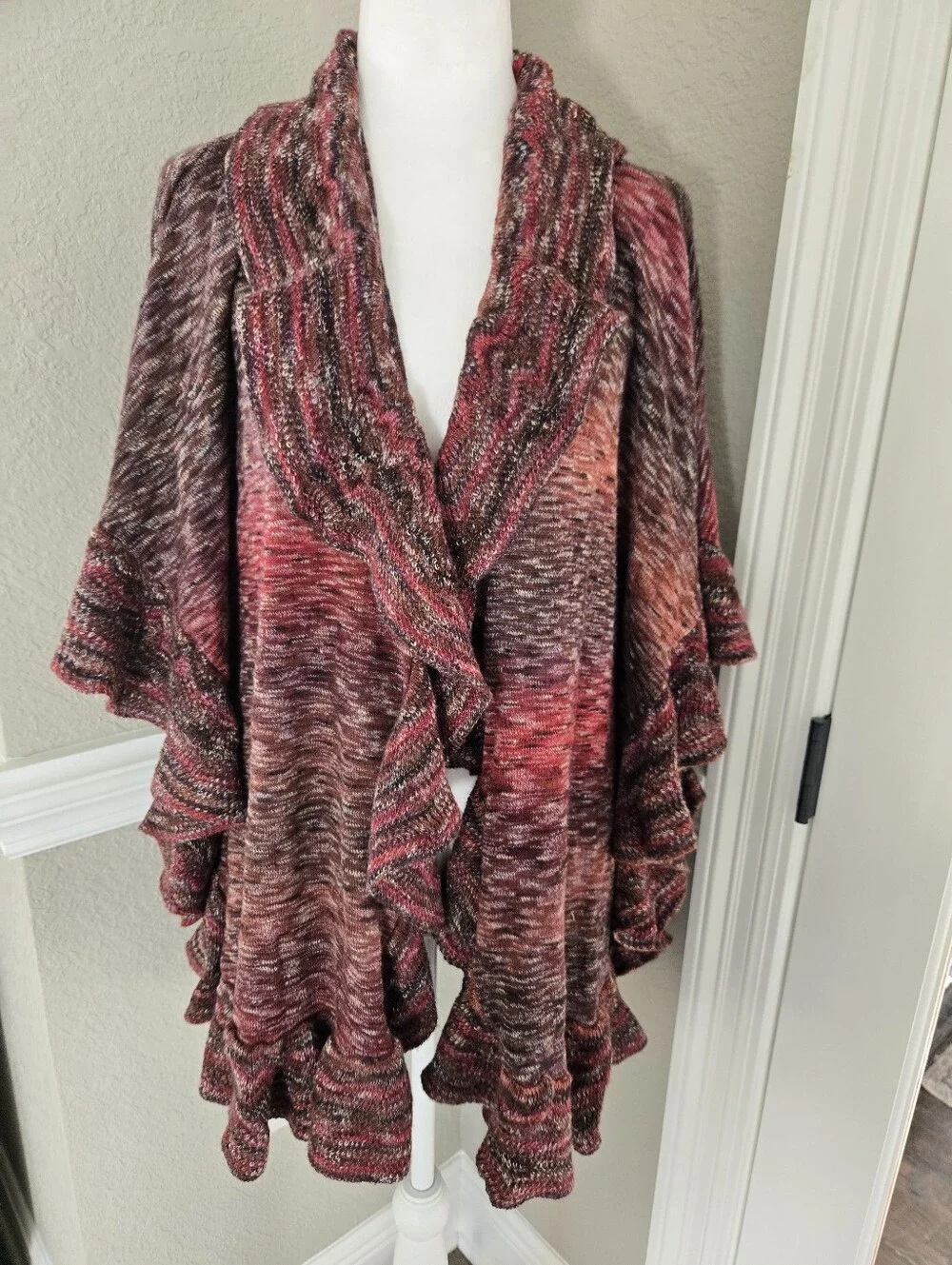 Chico's Multicolor Ruffled Ruana/wrap, Small/medium - Picture 2 of 7